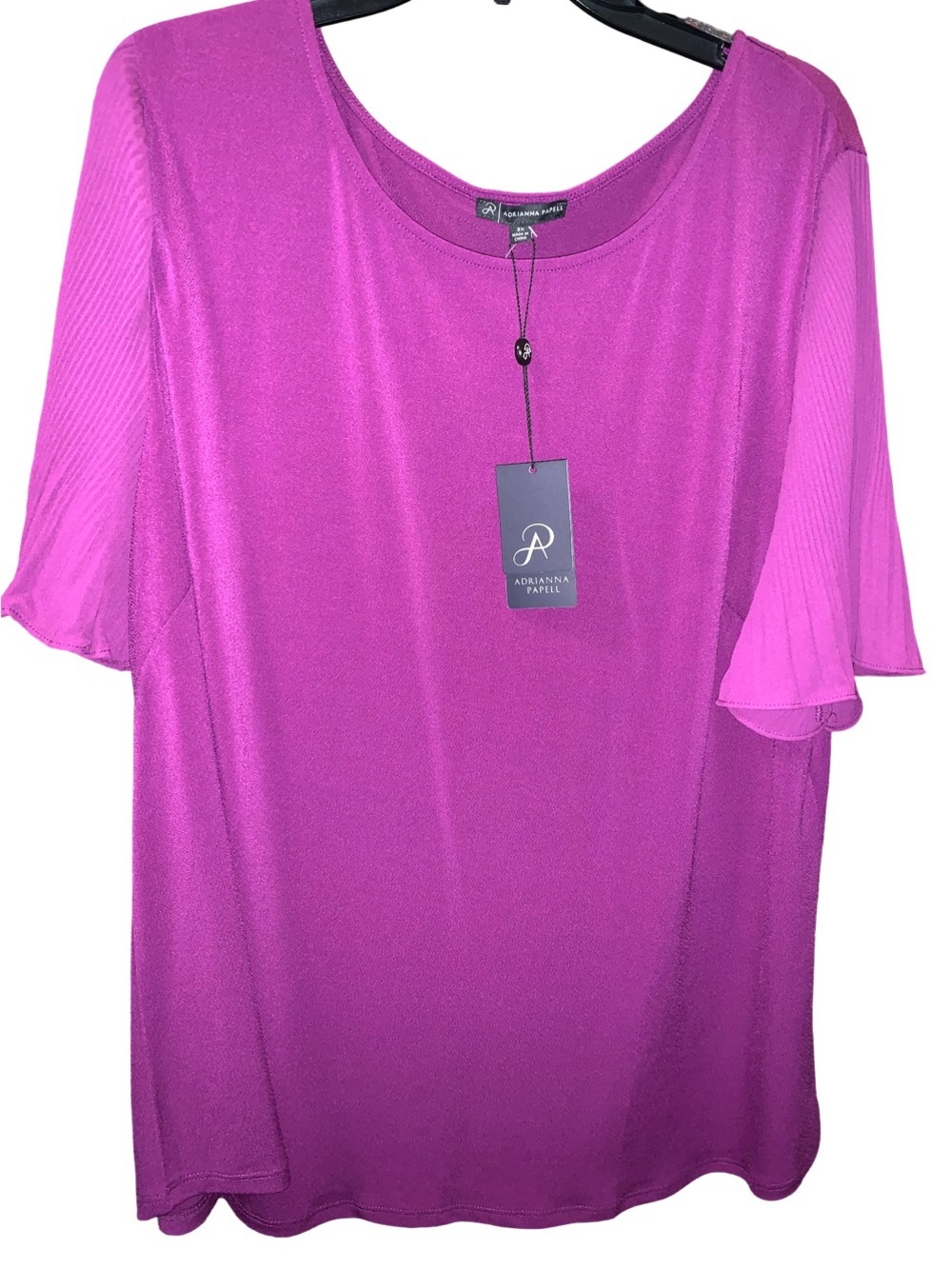 Adrianna Papell Plum Ladies Ribbed Sleeve Top Size 3X NWT